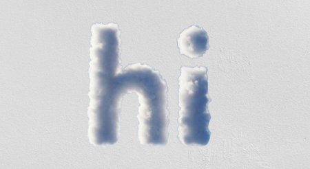 Clouds forming the letter H on a white background. 3D rendering