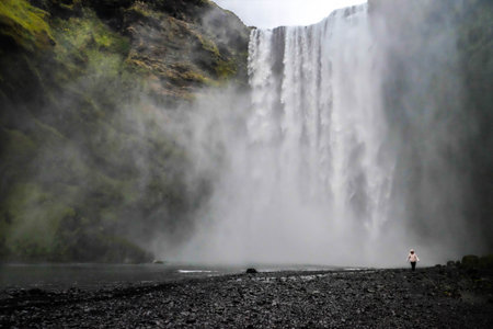 Skogafoss waterfall, Iceland, Europe. Selective focus.の写真素材