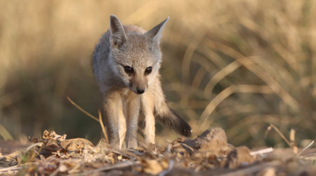 Cape fox, Vulpes vulpes, single mammal in grass, South Africa