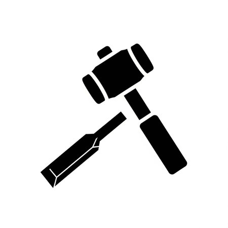 hammer and screwdriver icon over white background, silhouette style, vector illustrationの写真素材