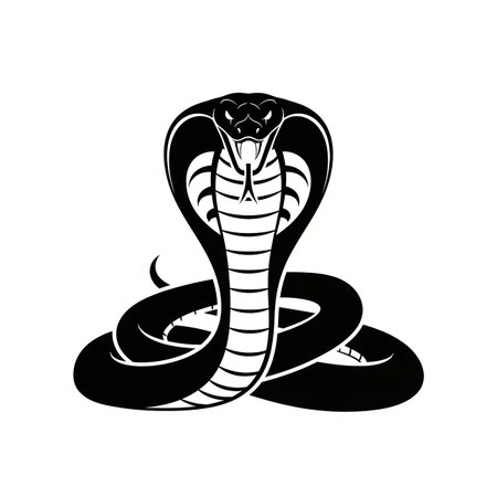 Black and white cobra snake isolated on white background. Vector illustration.の写真素材