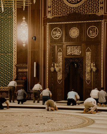 Muslim pilgrims from all over the world gathered to perform Umrah or Hajj at the Haram Mosque.の写真素材