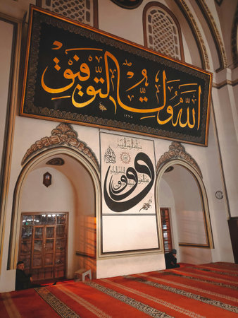 Interior of the mosque in Cairo, Egypt