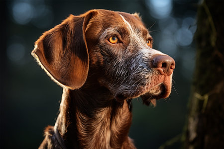 Portrait of a dog breed German Shorthaired Pointer.
