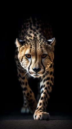 Portrait of a cheetah on a black background in the studio