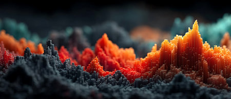 3d render, abstract background with particles and depth of field.の素材