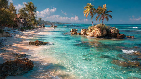 Tropical beach at Seychelles, La Digue islandの素材