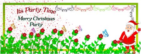 Merry Christmas and Happy new 2020 year greeting card with Santa and green branches Vector illustrationのイラスト素材