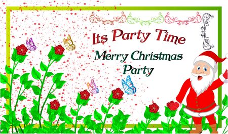 Merry Christmas and Happy new 2020 year greeting card with Santa and green branches Vector illustrationのイラスト素材