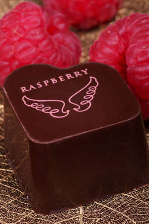 Chocolate with raspberriesの写真素材