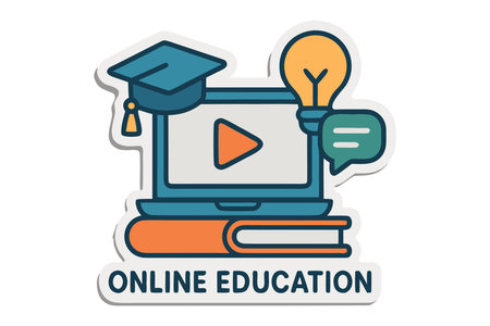 Online education concept. Distance learning, e-learning, online courses, tutorials. Vector flat illustrationのイラスト素材