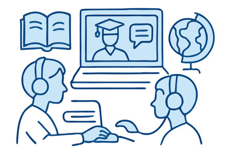 Online education concept. Distance learning, distance learning, distance education. Vector illustrationのイラスト素材