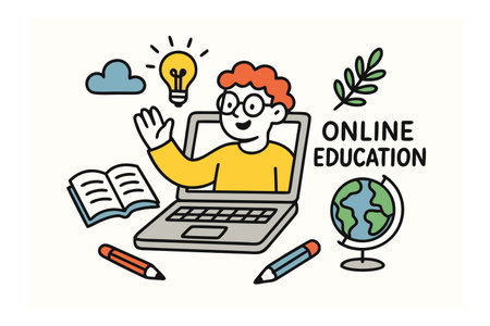 Online education, vector illustration. Flat design style. Concept of online education.のイラスト素材
