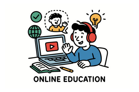 Online education concept. Vector illustration of online education. Line art.のイラスト素材