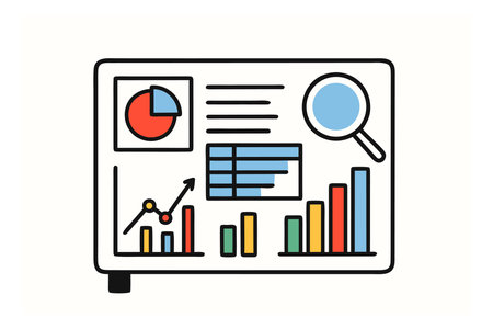 Analytics and statistics icon. Simple vector illustration. Flat design.のイラスト素材