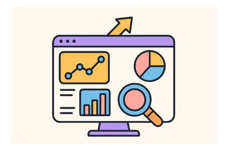 Marketing research flat color icon. Business analyticset research, financial analysis. Analysis, statistics, business analytics. Vector illustrationのイラスト素材