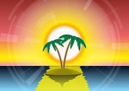 The tropical Island and the sea のイラスト素材