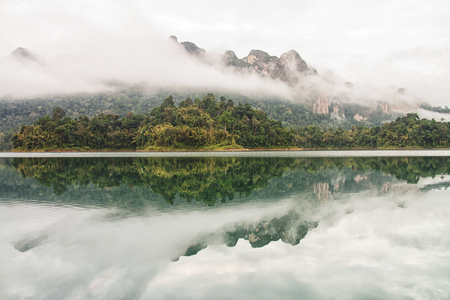 Ratchaprapa Lake Dam Suratthani Thailandの写真素材