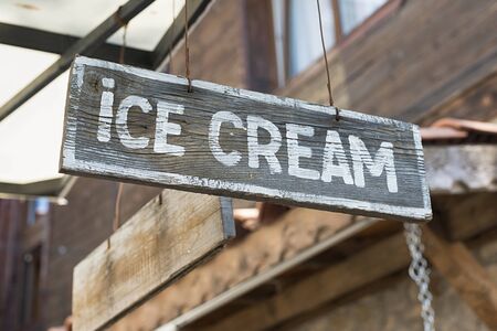 ice cream sign. selective focus.の写真素材
