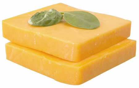 yellow chedder cheese and leaf argula salad. isolated on white background.の写真素材