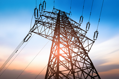 High voltage post or High voltage towerの写真素材