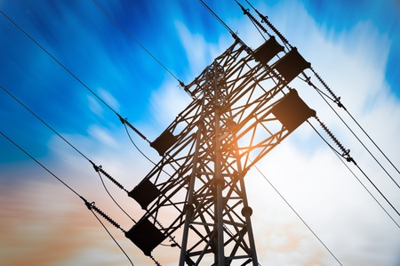 High voltage post or High voltage towerの写真素材
