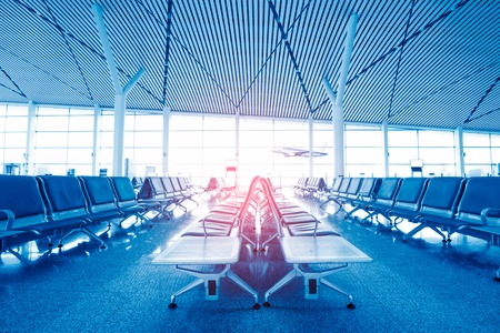A brand new departure lounge at the airportのeditorial素材