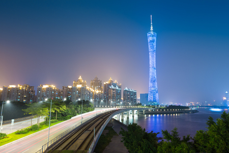 Zhujiang River and modern building of financial district in guangzhou china.のeditorial素材