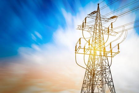High voltage post or High voltage towerの写真素材