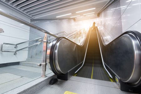 the escalator of the subway station in shanghai china.のeditorial素材
