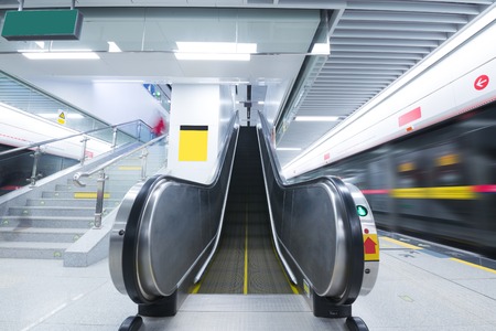 Empty Escalator at a Subway Station