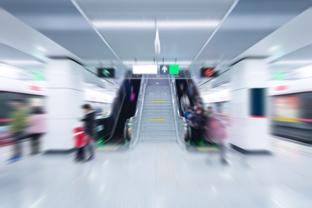 Empty Escalator at a Subway Station