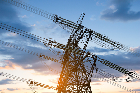 High voltage post or High voltage towerの写真素材