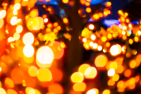 Abstract circular bokeh circles defocused bokeh lights facula background for Christmas background or photo composit.の写真素材