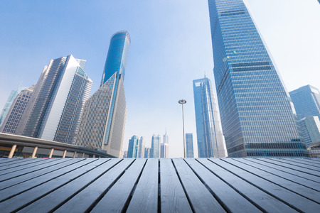Shanghai world financial center skyscrapers in lujiazui groupの写真素材
