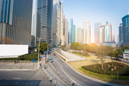 The century avenue of street scene in shanghai Lujiazui,China.