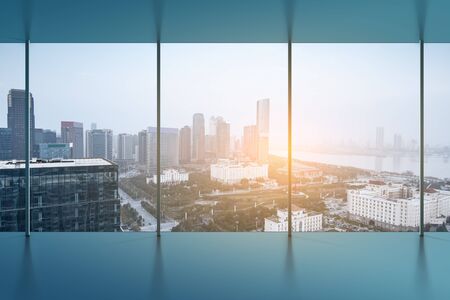 A bird's eye view of the city night view outside the windowのeditorial素材