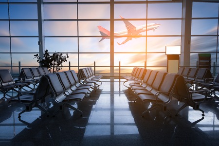 Airplane, view from airport terminal.のeditorial素材