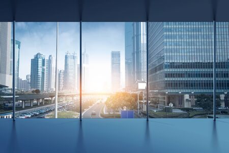 office with big windowの写真素材