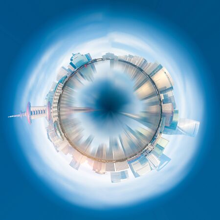 360-degree panorama of the round of the Shanghai skyline