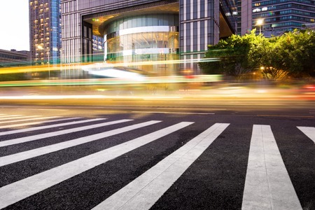 China Shanghai modern architecture, motion blur car.のeditorial素材