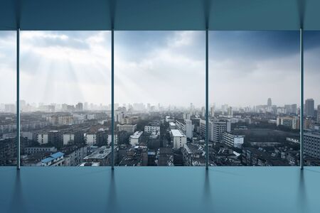 Bird's eye view of the scene of major cities.の写真素材