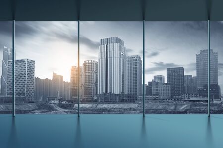 office interior and city viewの写真素材