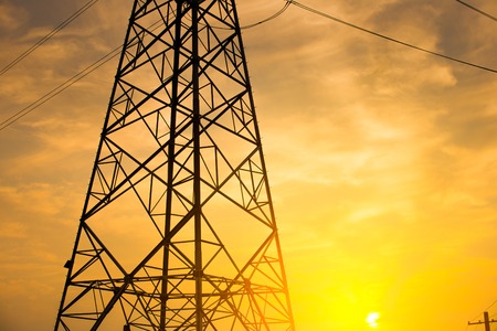 The evening of the pylon outlineの写真素材