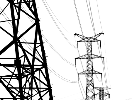 power line on a white backgroundの写真素材