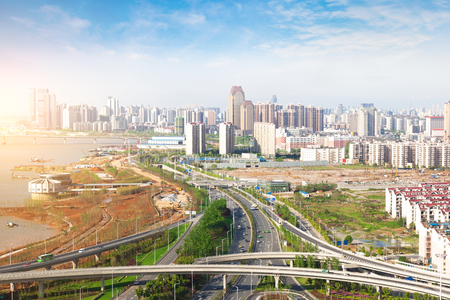 Urban Landscape, aerial China Nanchang skyscrapers.の写真素材