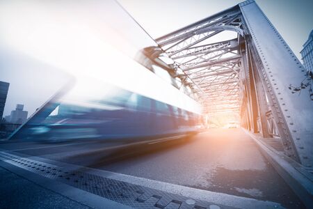 Outer white bridge in Shanghaiの写真素材