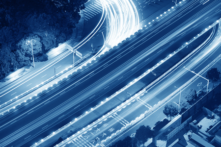 Overpass of the light trails, curves.の写真素材
