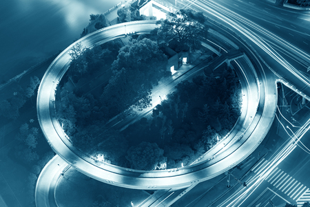 Overpass of the light trails, curves.の写真素材
