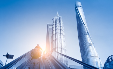 Shanghai world financial center skyscrapers in lujiazui groupのeditorial素材